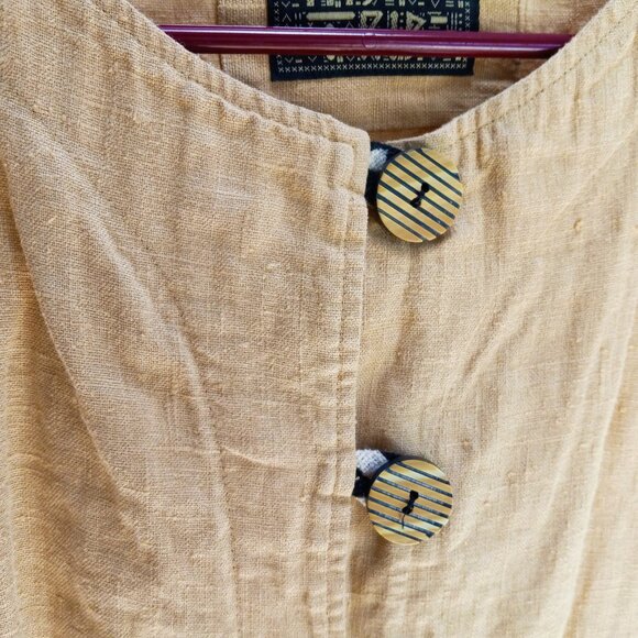 My Tribe 100% Linen Tribal Print Ethnic Look Jacket Unique Buttons Sz-S (T-386) - Picture 5 of 9